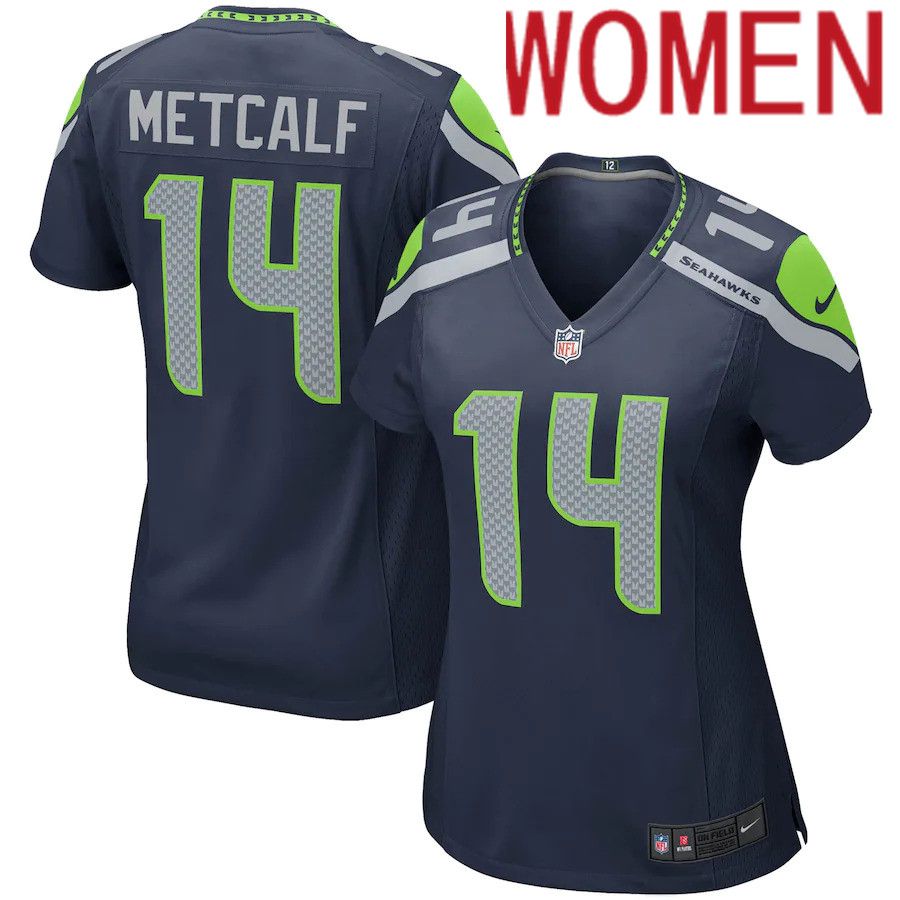 Women Seattle Seahawks 14 DK Metcalf Nike College Navy Game Player NFL Jersey